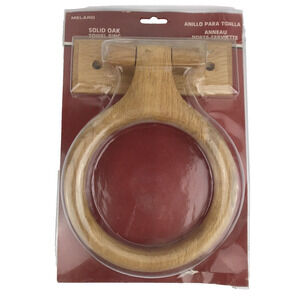 Vintage Solid Oak Towel Ring Wood Wall Mounted Melard 1995 New Old Stock NOS